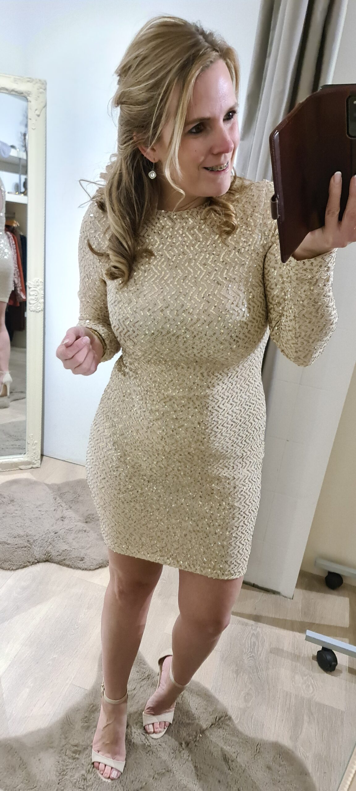 Party jurk beige