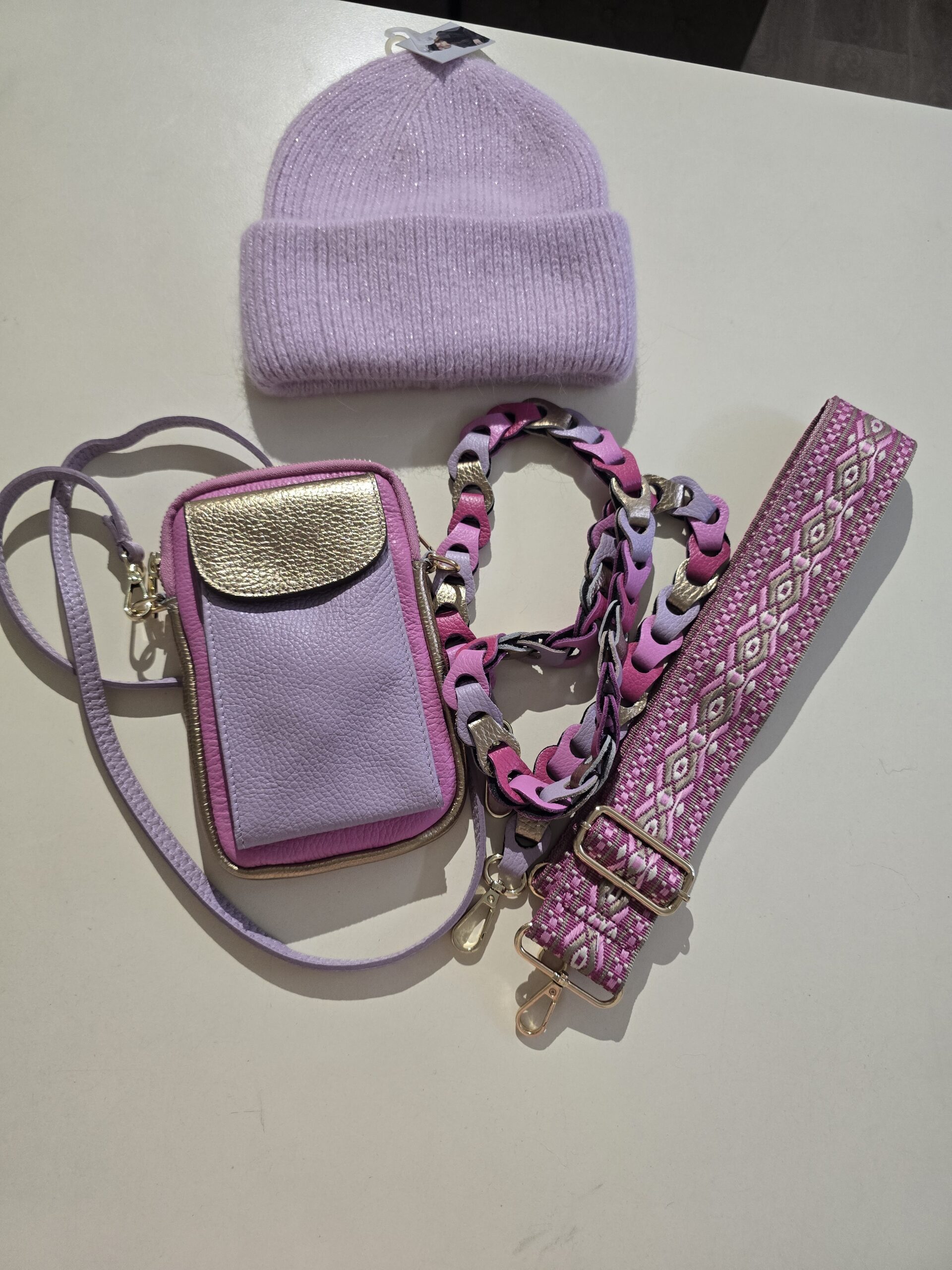 Lederen set pink lila
